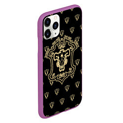 Чехол iPhone 11 Pro матовый Черные быки Чёрный клевер, цвет: 3D-фиолетовый — фото 2