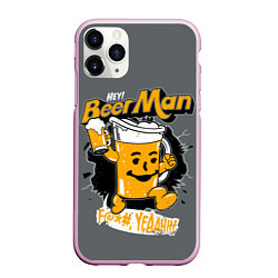 Чехол iPhone 11 Pro матовый BEER MAN, цвет: 3D-розовый