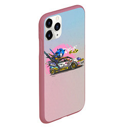 Чехол iPhone 11 Pro матовый Sonic racer, цвет: 3D-малиновый — фото 2