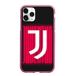 Чехол iPhone 11 Pro матовый JUVENTUS ЮВЕНТУС НЕОН, цвет: 3D-малиновый