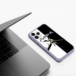 Чехол iPhone 11 Pro матовый Чёрный Аста vs Аста Чёрный клевер, цвет: 3D-светло-сиреневый — фото 2