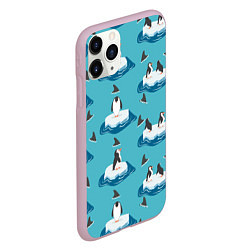 Чехол iPhone 11 Pro матовый Пингвины, цвет: 3D-розовый — фото 2