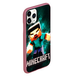 Чехол iPhone 11 Pro матовый MINECRAFT, цвет: 3D-малиновый — фото 2