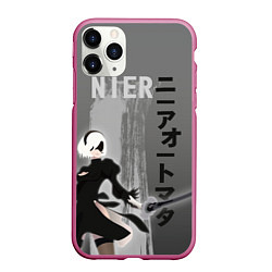 Чехол iPhone 11 Pro матовый Nier, цвет: 3D-малиновый