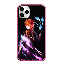 Чехол iPhone 11 Pro матовый ТАРТАЛЬЯ - GENSHIN IMPACT NEON, цвет: 3D-малиновый