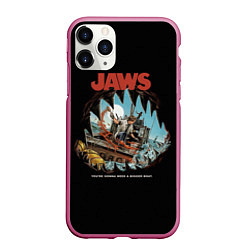 Чехол iPhone 11 Pro матовый Jaws cinema, цвет: 3D-малиновый