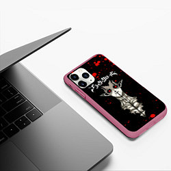 Чехол iPhone 11 Pro матовый Загред Чёрный Клевер, цвет: 3D-малиновый — фото 2