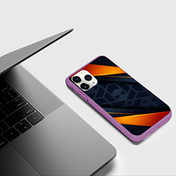 Чехол iPhone 11 Pro матовый BLACK ORANGE, цвет: 3D-фиолетовый — фото 2