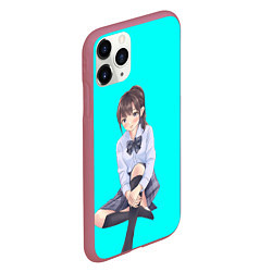 Чехол iPhone 11 Pro матовый Anime girl, цвет: 3D-малиновый — фото 2