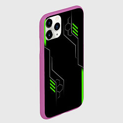 Чехол iPhone 11 Pro матовый ФУТУРИСТИЧНАЯ БРОНЯ ЗЕЛЕНАЯ, цвет: 3D-фиолетовый — фото 2