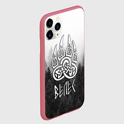 Чехол iPhone 11 Pro матовый ВЕЛЕС туманный лес, цвет: 3D-малиновый — фото 2