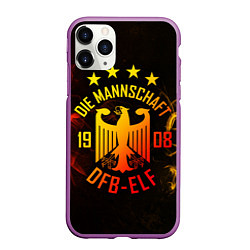 Чехол iPhone 11 Pro матовый Сборная Германии, цвет: 3D-фиолетовый