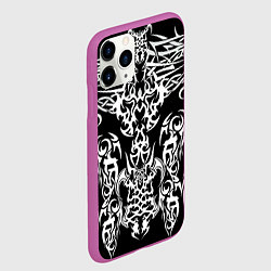 Чехол iPhone 11 Pro матовый ТАТУ ЧЕРНО БЕЛОЕ УЗОР, цвет: 3D-фиолетовый — фото 2