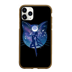 Чехол iPhone 11 Pro матовый Sailor Moon силуэт, цвет: 3D-коричневый