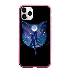 Чехол iPhone 11 Pro матовый Sailor Moon силуэт, цвет: 3D-малиновый