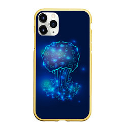 Чехол iPhone 11 Pro матовый Медуза на синем, цвет: 3D-желтый