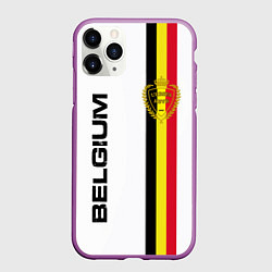 Чехол iPhone 11 Pro матовый СБОРНАЯ БЕЛЬГИИ, цвет: 3D-фиолетовый