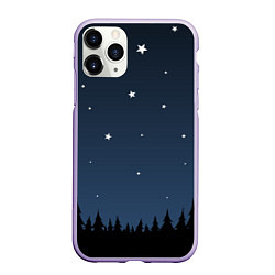 Чехол iPhone 11 Pro матовый Ночное небо, цвет: 3D-светло-сиреневый