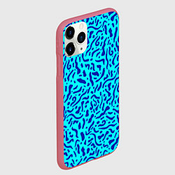 Чехол iPhone 11 Pro матовый Неоновые синие узоры, цвет: 3D-малиновый — фото 2