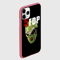 Чехол iPhone 11 Pro матовый FFDP череп в каске и маске, цвет: 3D-малиновый — фото 2