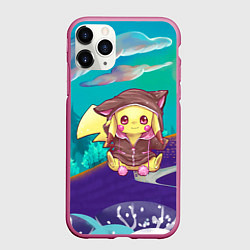 Чехол iPhone 11 Pro матовый Покемон в костюме, цвет: 3D-малиновый