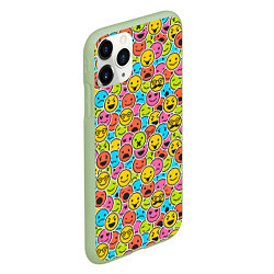 Чехол iPhone 11 Pro матовый Смайлики, цвет: 3D-салатовый — фото 2