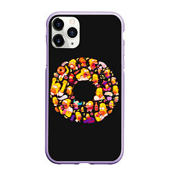 Чехол iPhone 11 Pro матовый Пончик Гомер, цвет: 3D-светло-сиреневый