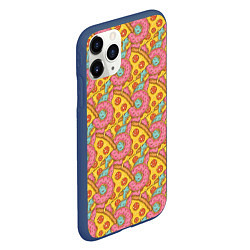 Чехол iPhone 11 Pro матовый Пицца и пончики, цвет: 3D-тёмно-синий — фото 2