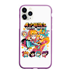 Чехол iPhone 11 Pro матовый Sailor Meow, цвет: 3D-фиолетовый