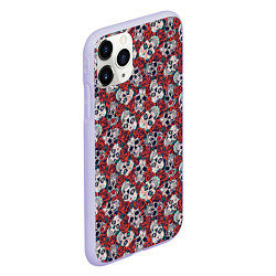 Чехол iPhone 11 Pro матовый Черепа в Розах, цвет: 3D-светло-сиреневый — фото 2