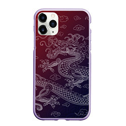 Чехол iPhone 11 Pro матовый Традиционный китайский дракон, цвет: 3D-светло-сиреневый