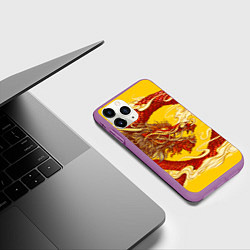 Чехол iPhone 11 Pro матовый Китайский Дракон, China Dragon, цвет: 3D-фиолетовый — фото 2