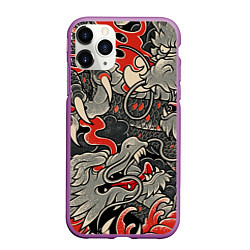 Чехол iPhone 11 Pro матовый Китайский Дракон, China Dragon, цвет: 3D-фиолетовый