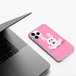 Чехол iPhone 11 Pro матовый Милый кролик с микрофоном, цвет: 3D-розовый — фото 2