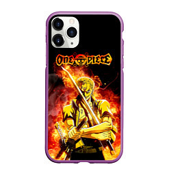 Чехол iPhone 11 Pro матовый Зоро в огне One Piece Большой куш