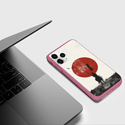 Чехол iPhone 11 Pro матовый Самурай на коне, цвет: 3D-малиновый — фото 2