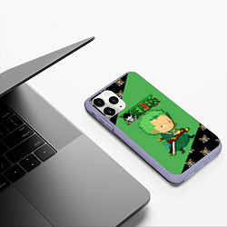 Чехол iPhone 11 Pro матовый Ророноа Зоро One Piece Большой куш, цвет: 3D-светло-сиреневый — фото 2