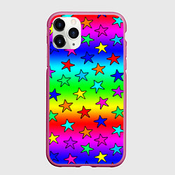 Чехол iPhone 11 Pro матовый Радужные звезды