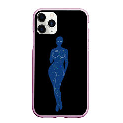 Чехол iPhone 11 Pro матовый Девушка космос, цвет: 3D-розовый