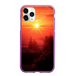 Чехол iPhone 11 Pro матовый УТРЕННИЙ РАССВЕТ НАД ОБЛАКАМИ, цвет: 3D-фиолетовый