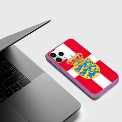 Чехол iPhone 11 Pro матовый Дания Герб и флаг Дании, цвет: 3D-фиолетовый — фото 2