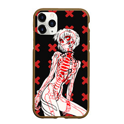 Чехол iPhone 11 Pro матовый Ева 00 Аянами Рей в X Ray, цвет: 3D-коричневый