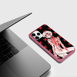 Чехол iPhone 11 Pro матовый Ева 00 Аянами Рей в X Ray, цвет: 3D-малиновый — фото 2