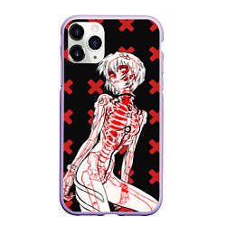 Чехол iPhone 11 Pro матовый Ева 00 Аянами Рей в X Ray, цвет: 3D-светло-сиреневый