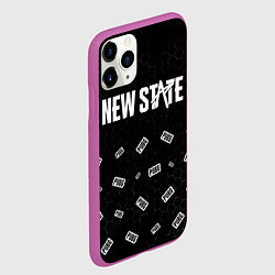 Чехол iPhone 11 Pro матовый ПАБГ New State - Соты Паттерн, цвет: 3D-фиолетовый — фото 2