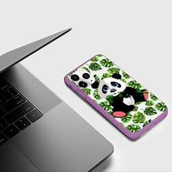 Чехол iPhone 11 Pro матовый Милая Панда Летняя, цвет: 3D-фиолетовый — фото 2