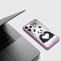 Чехол iPhone 11 Pro матовый Панда Любовь Сердце Меланж, цвет: 3D-фиолетовый — фото 2