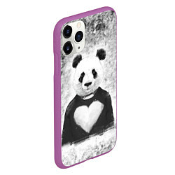 Чехол iPhone 11 Pro матовый Панда Любовь Сердце Меланж, цвет: 3D-фиолетовый — фото 2