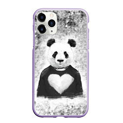 Чехол iPhone 11 Pro матовый Панда Любовь Сердце Меланж