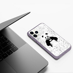 Чехол iPhone 11 Pro матовый Панда Любовь Сердце Брызги, цвет: 3D-серый — фото 2